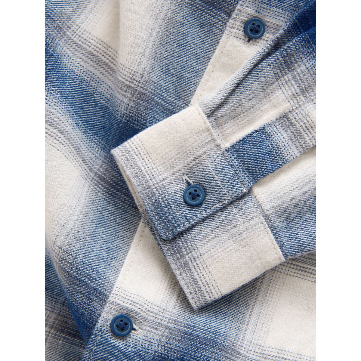 Chemise manches longues en coton à carreaux bleu/écru, NEXT
