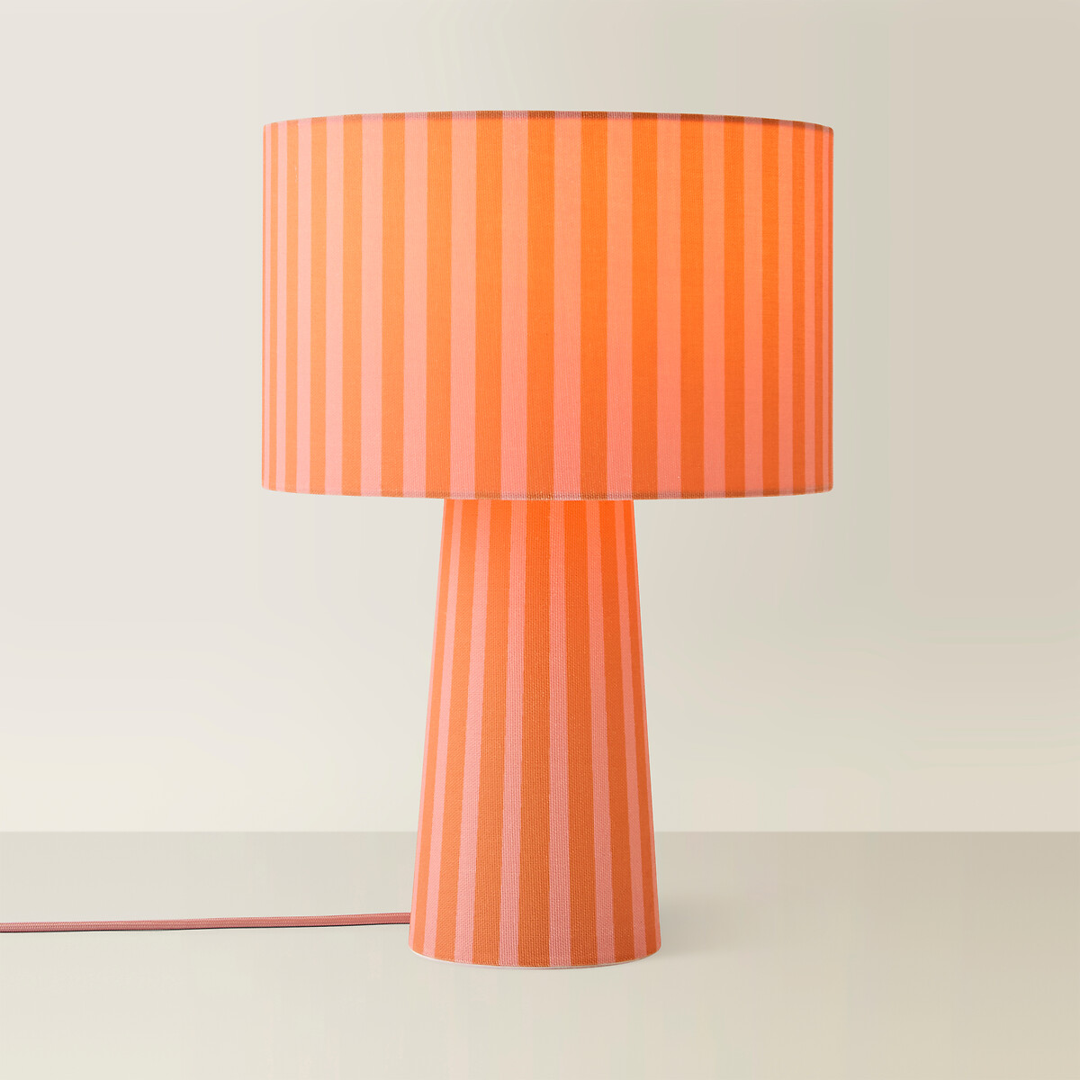 Taylor Sherbert Stripe Full Fabric Table Lamp peach, ÉDITÉ
