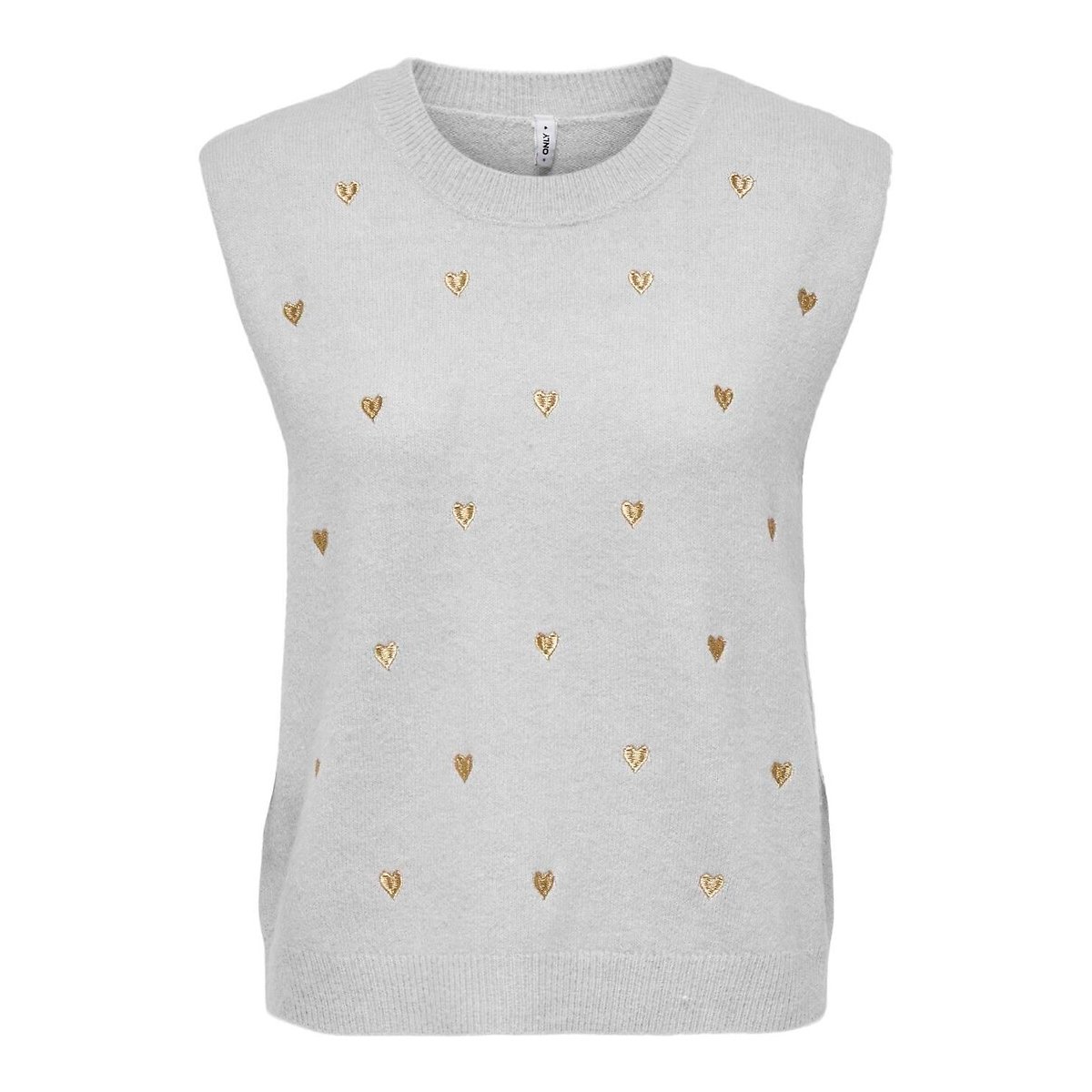 Pull col rond manches courtes gris clair, ONLY