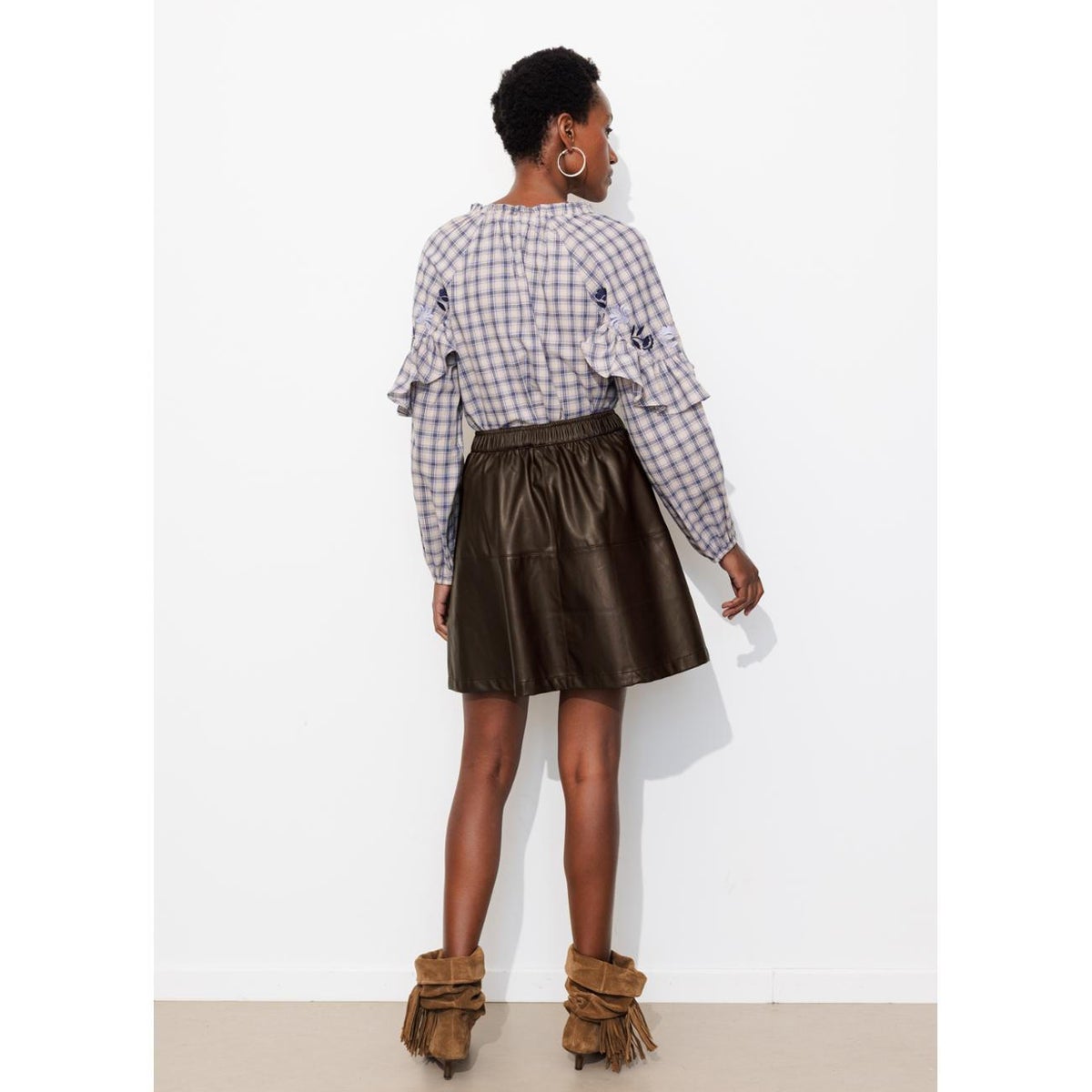 Jupe courte en simili marron, PROMOD