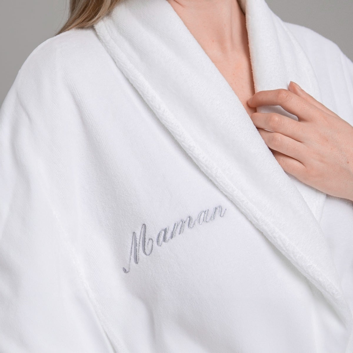 Peignoir en Velours de Coton collection SANTORIN Rose rose pâle, COTTON & CO