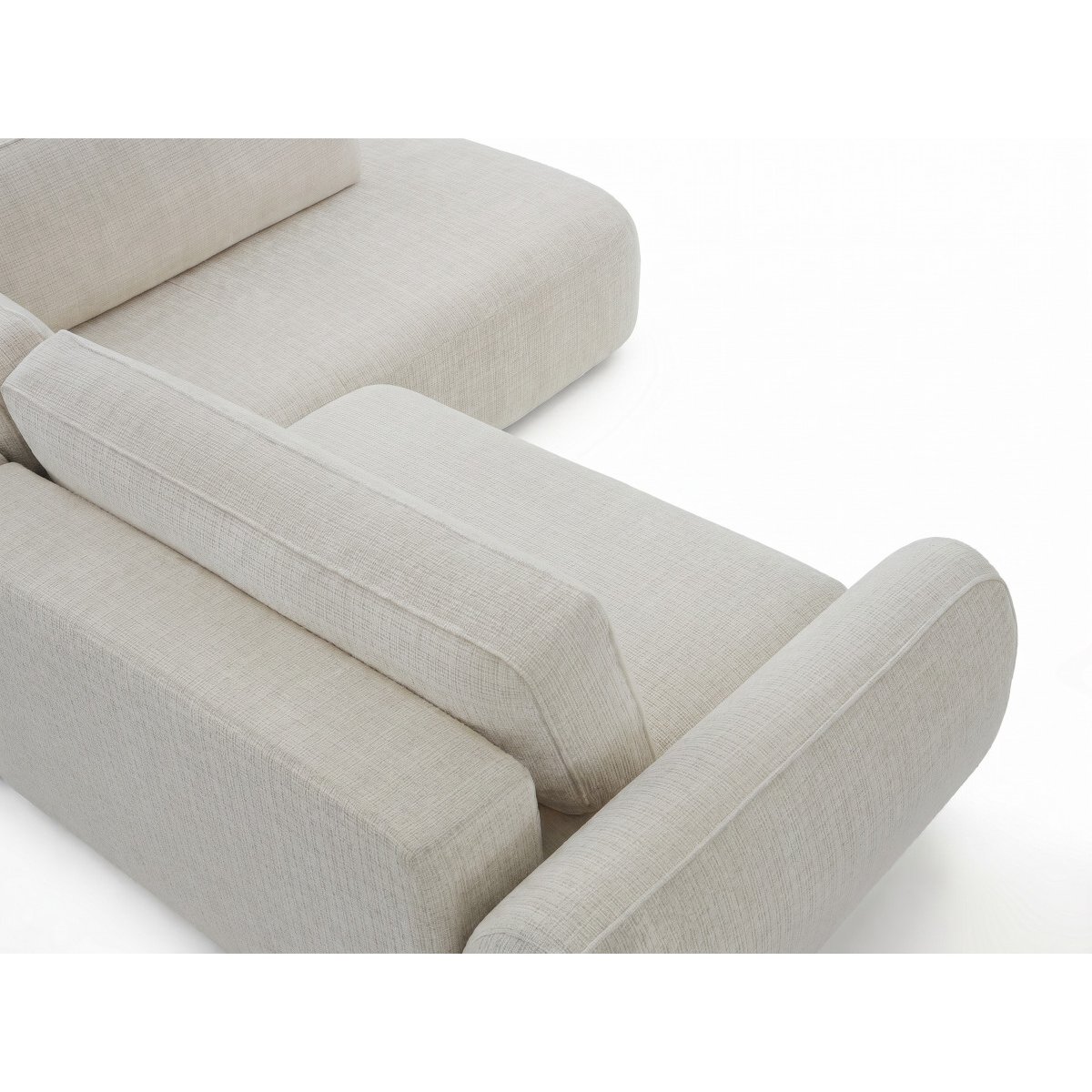 Canapé d'angle convertible 4 places en tissu texturé, DENISE blanc, BOBOCHIC