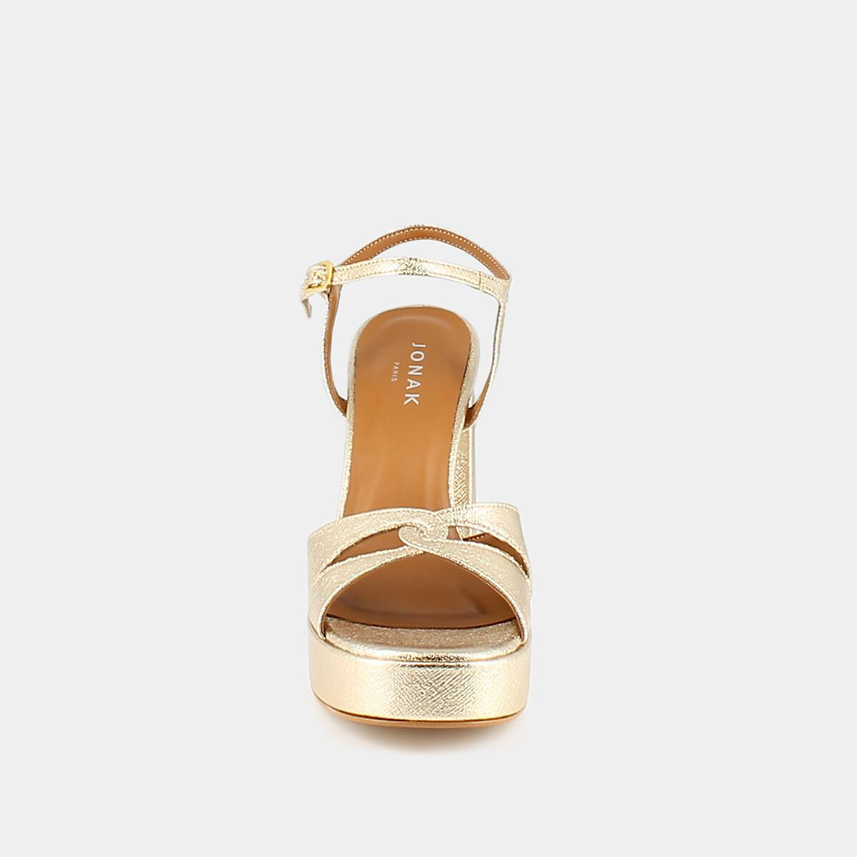 Sandales en cuir Justine, plateforme platine, JONAK