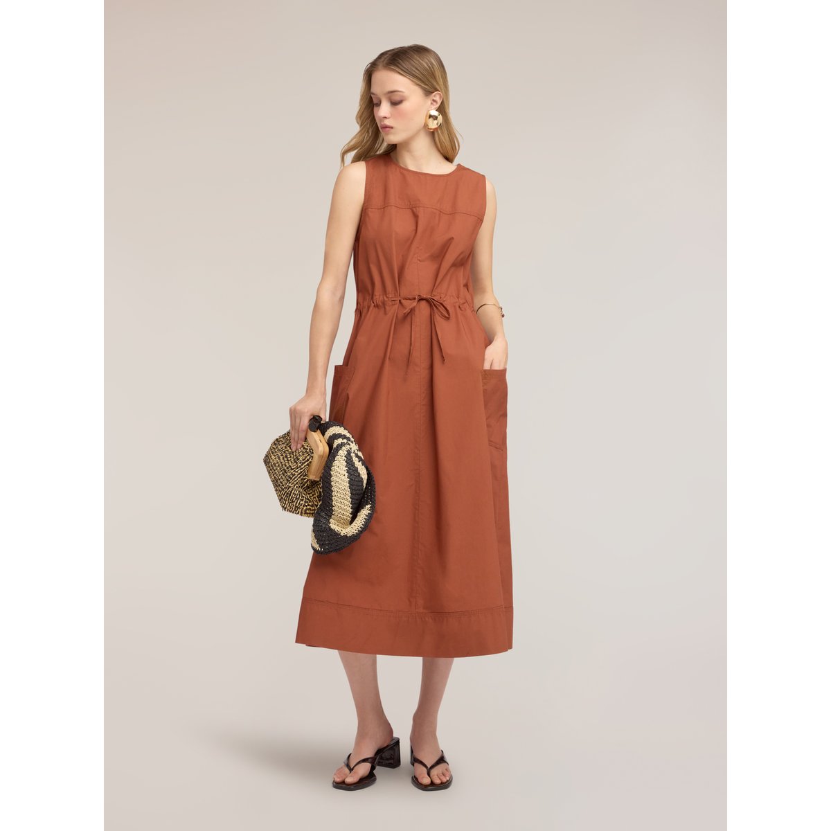 Robe à cordon de serrage marron, MOTIVI