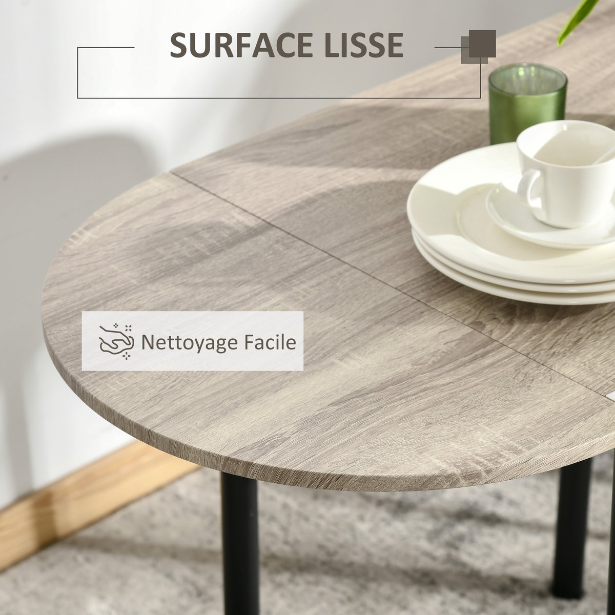 Ensemble de table à manger MDF Chêne noir et chêne clair, HOMCOM