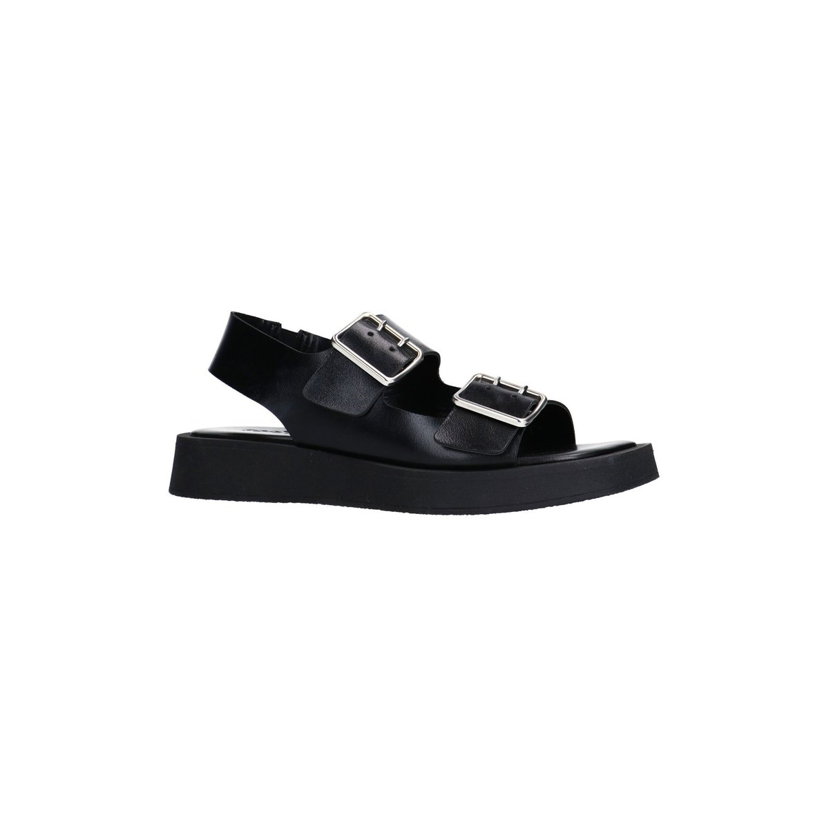 Sandales plateforme en cuir avec boucles noir, SACHA