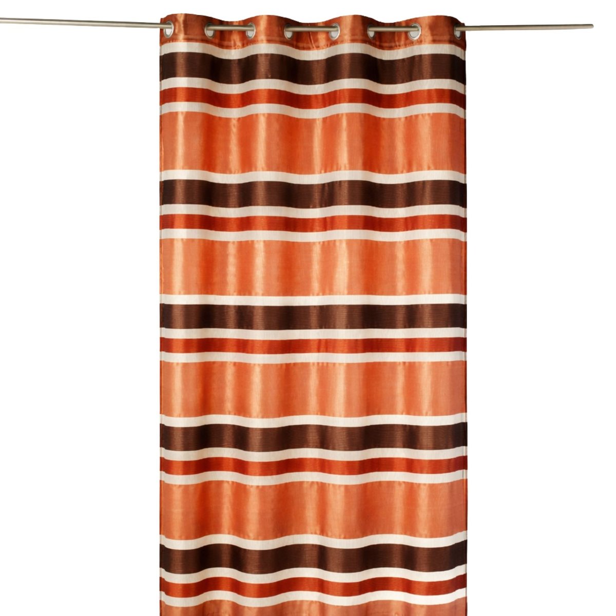 Voilage organza coloré aux rayures horizontales marron chocolat, HOME MAISON