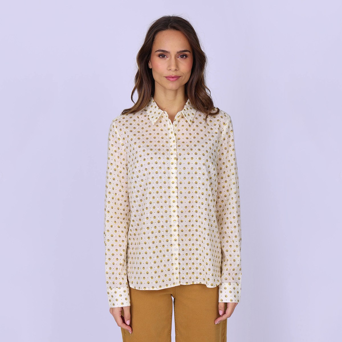 Chemise imprimée Gloria ecru, MISE AU GREEN