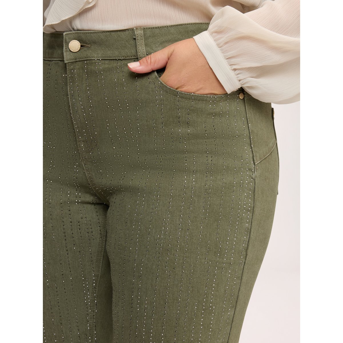 Pantalon flare avec applications vert, FIORELLA RUBINO