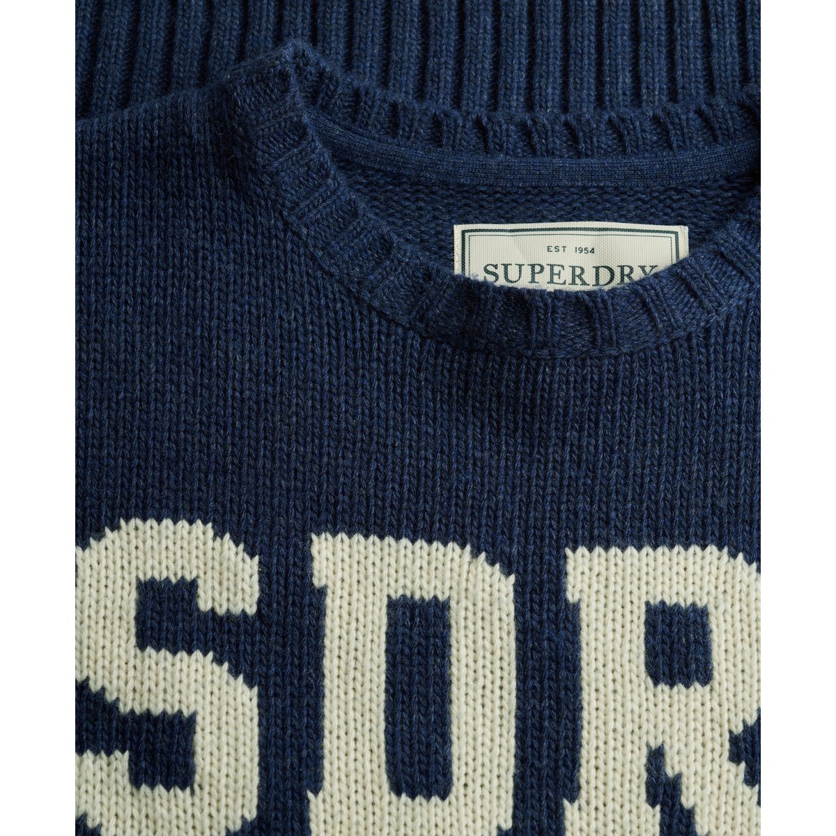 Pull en maille intarsia Heritage bleu marine éclipse, SUPERDRY
