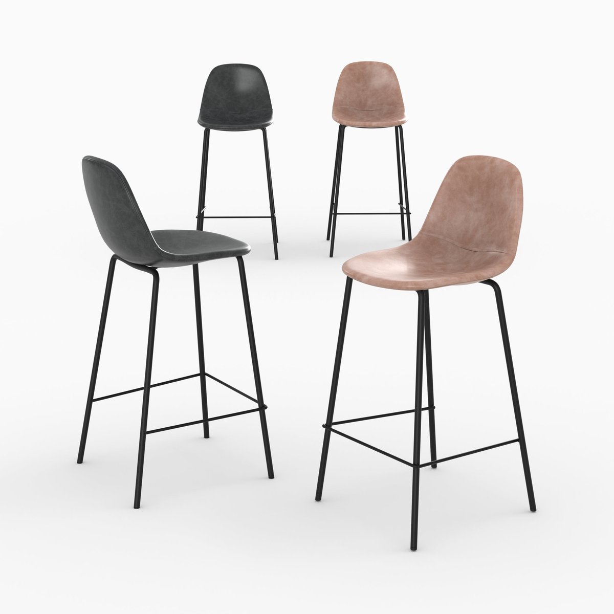 Pack 4 chaises pour îlot central 65 cm - HENRIK taupe et gris noir, MAISON PAVANE