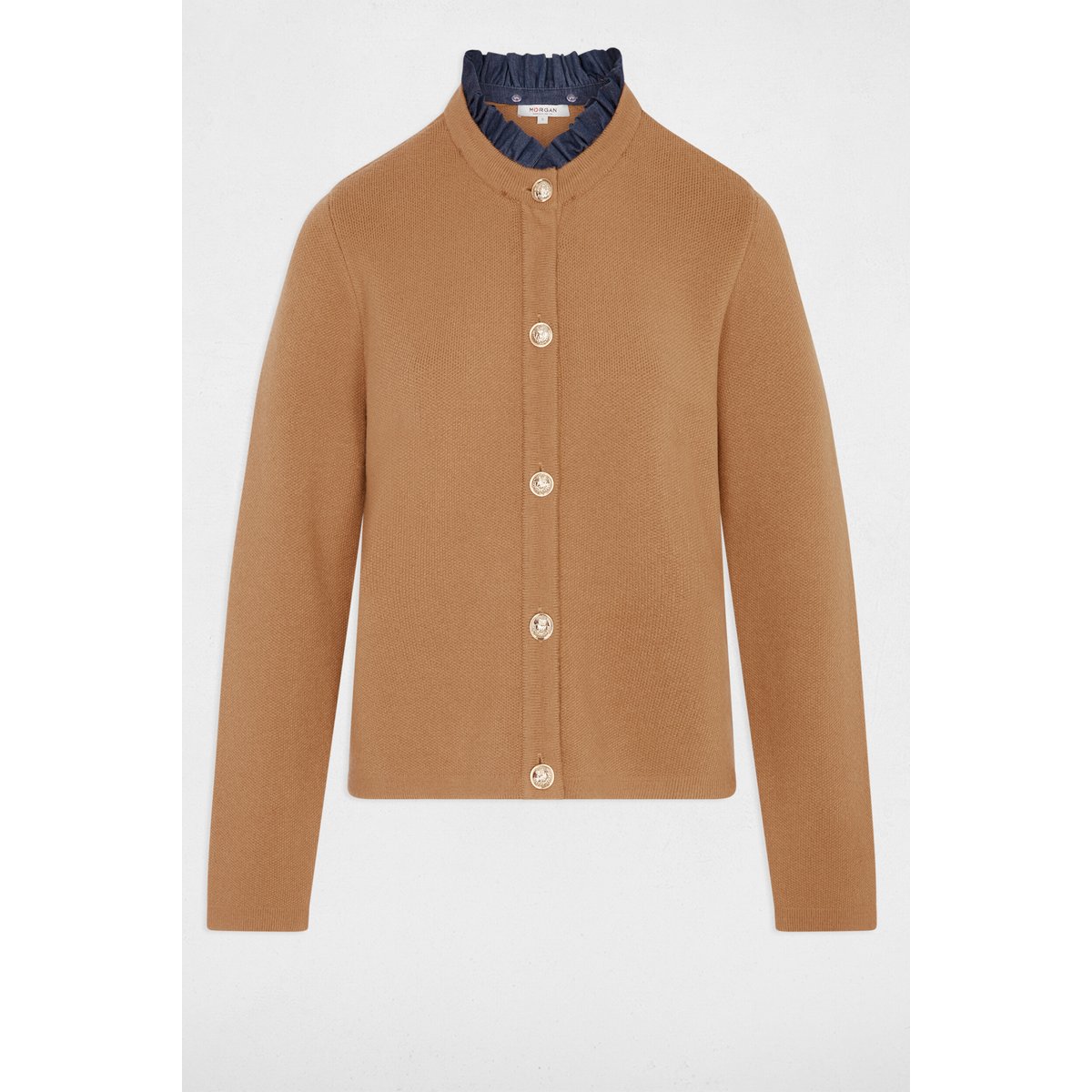 Gilet col à revers marron cognac, MORGAN