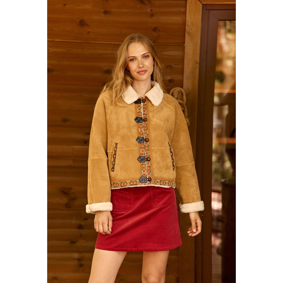 MANTEAU imprimé ethnique VACY 15-camel, LA PETITE ETOILE
