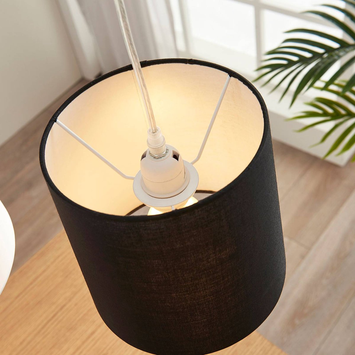 Suspension en textile jeunes, Hermina blanc, marron, gris, beige, noir, nickel satiné, LINDBY