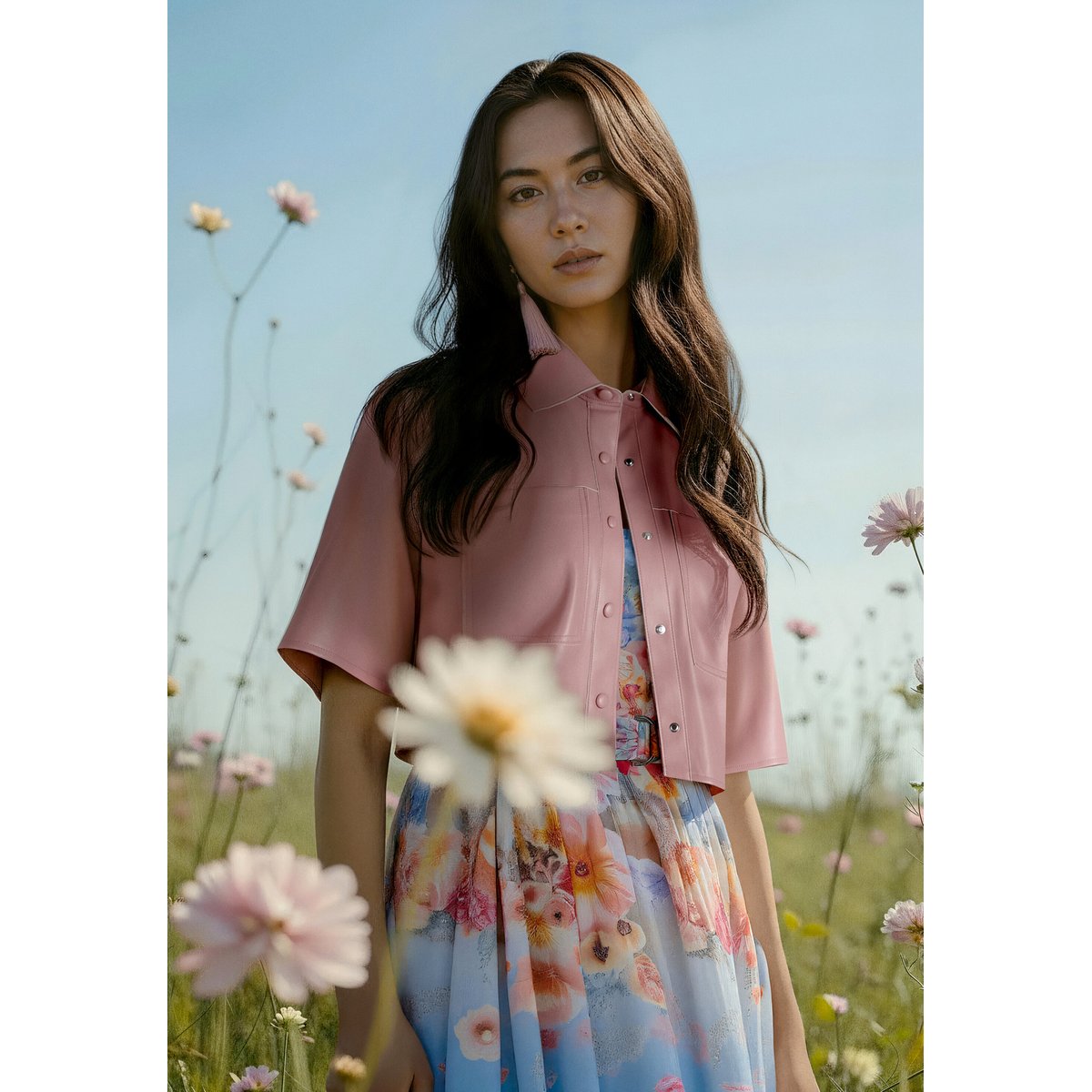 Veste en simili cuir manches courtes ash rose, VERA MONT