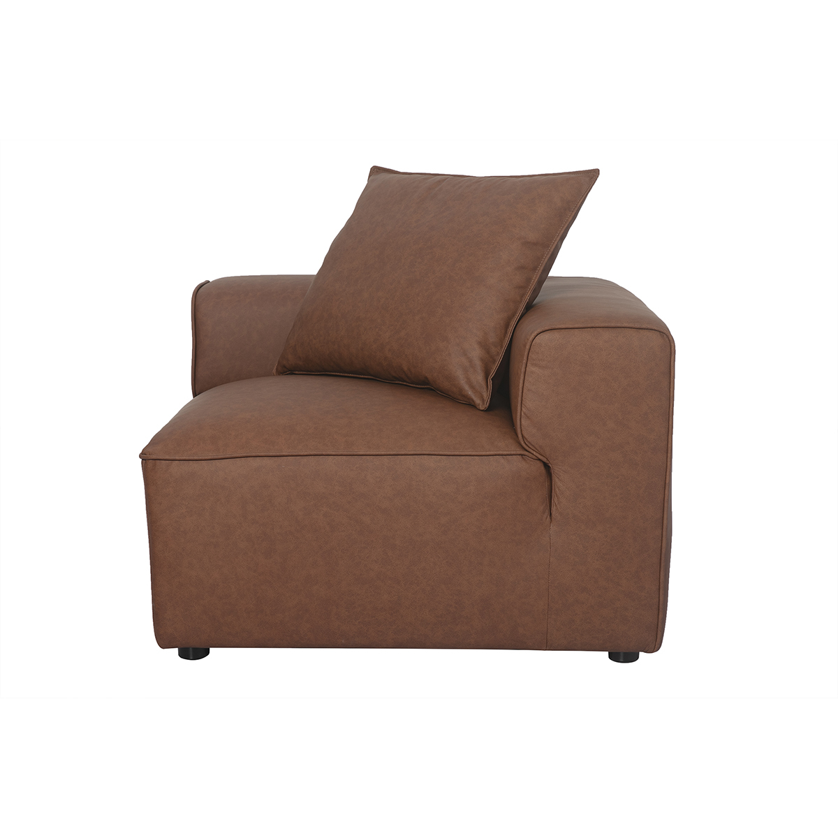 Module d'angle droit pour canapé en cuir marron FERGUS marron, MILIBOO