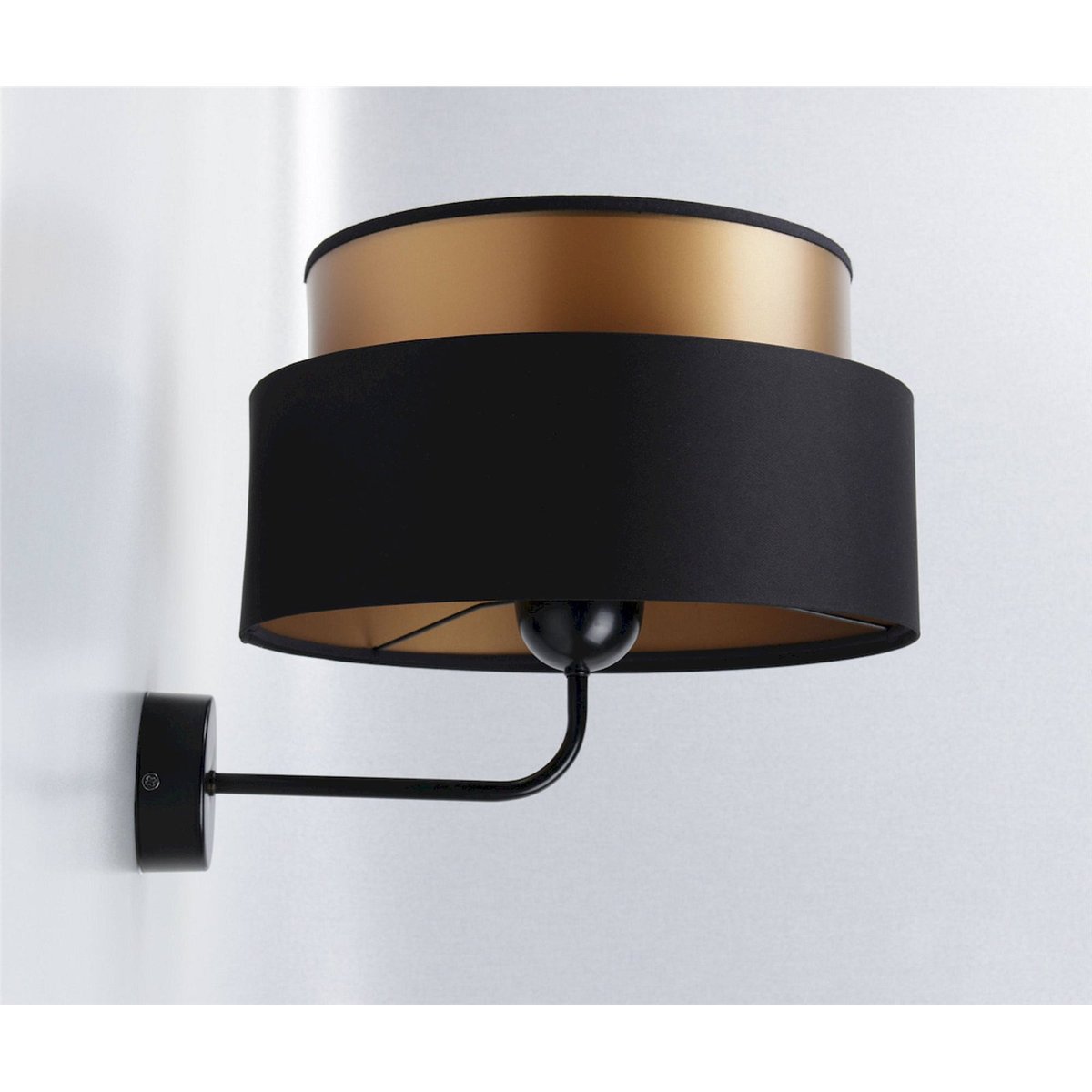 Applique murale ronde, DUO ELLEGANT noir satin avec intérieur cuivre, BPS KONCEPT