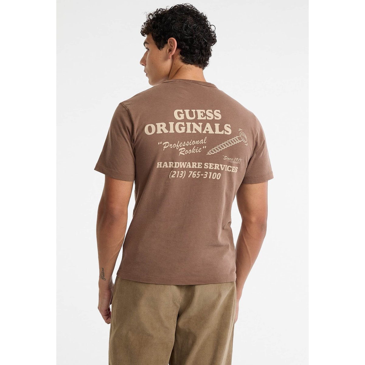 T-Shirt Logo Imprimé marron, GUESS JEANS