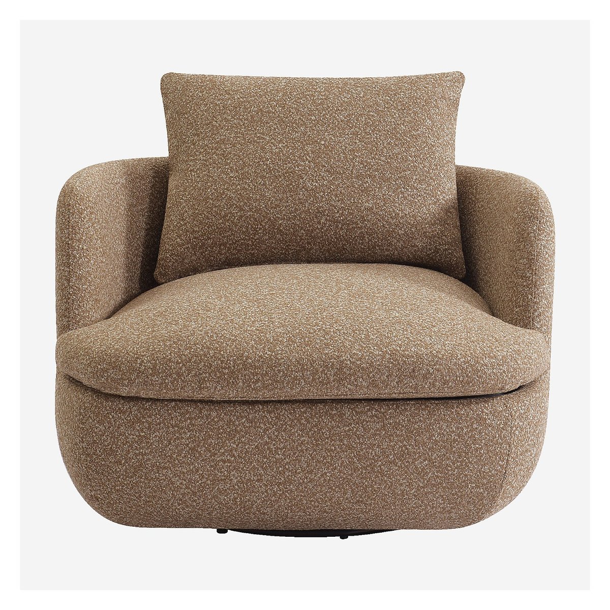 Fauteuil pivotant en tissu bouclette MONZA marron, HABITAT