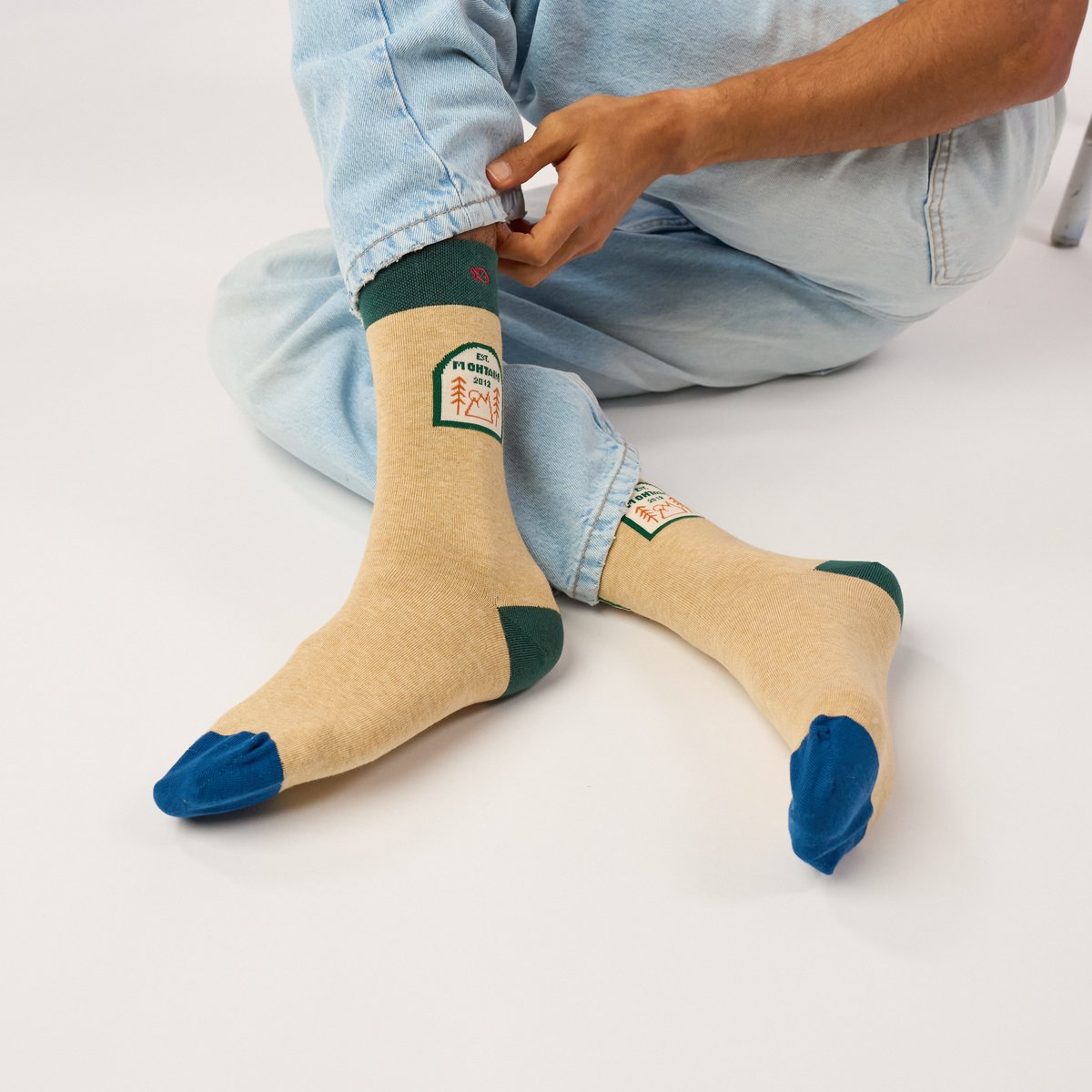 Chaussettes en coton peigné A MOTIFS beige, BILLYBELT