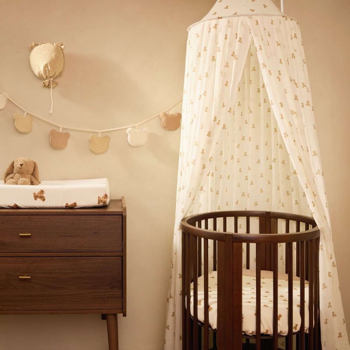 Ciel de lit blanc, beige, marron, JOLLEIN