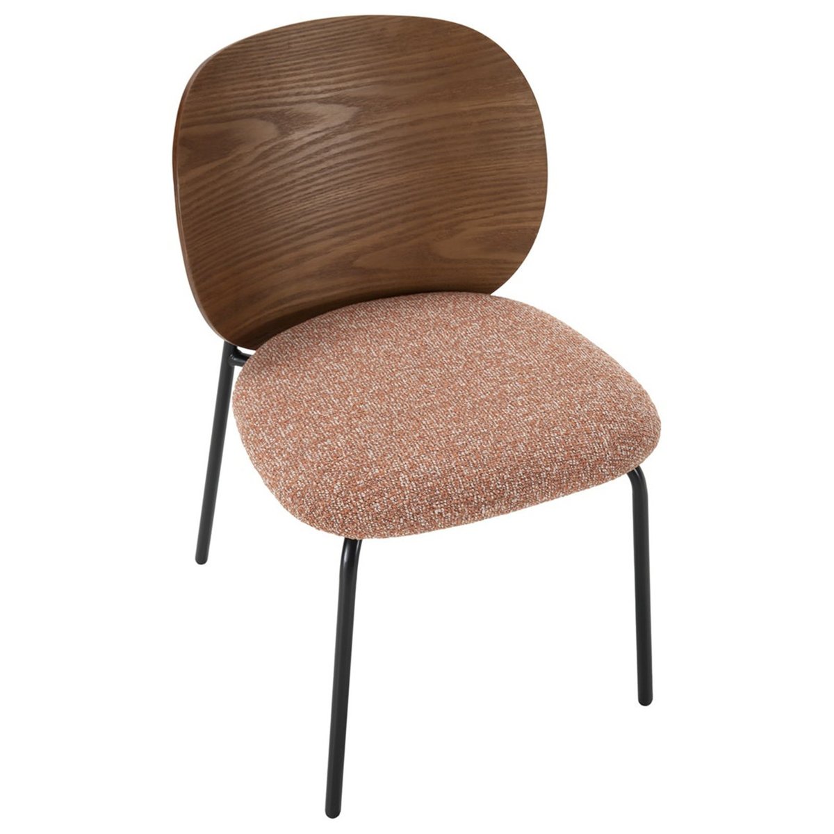 Chaise en frêne massif et tissu noyer, noir et brique, RECOLLECTION