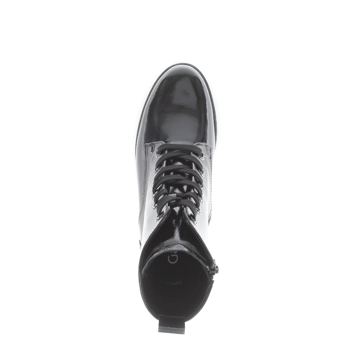 Bottines en cuir verni à talon décroché noir, GABOR