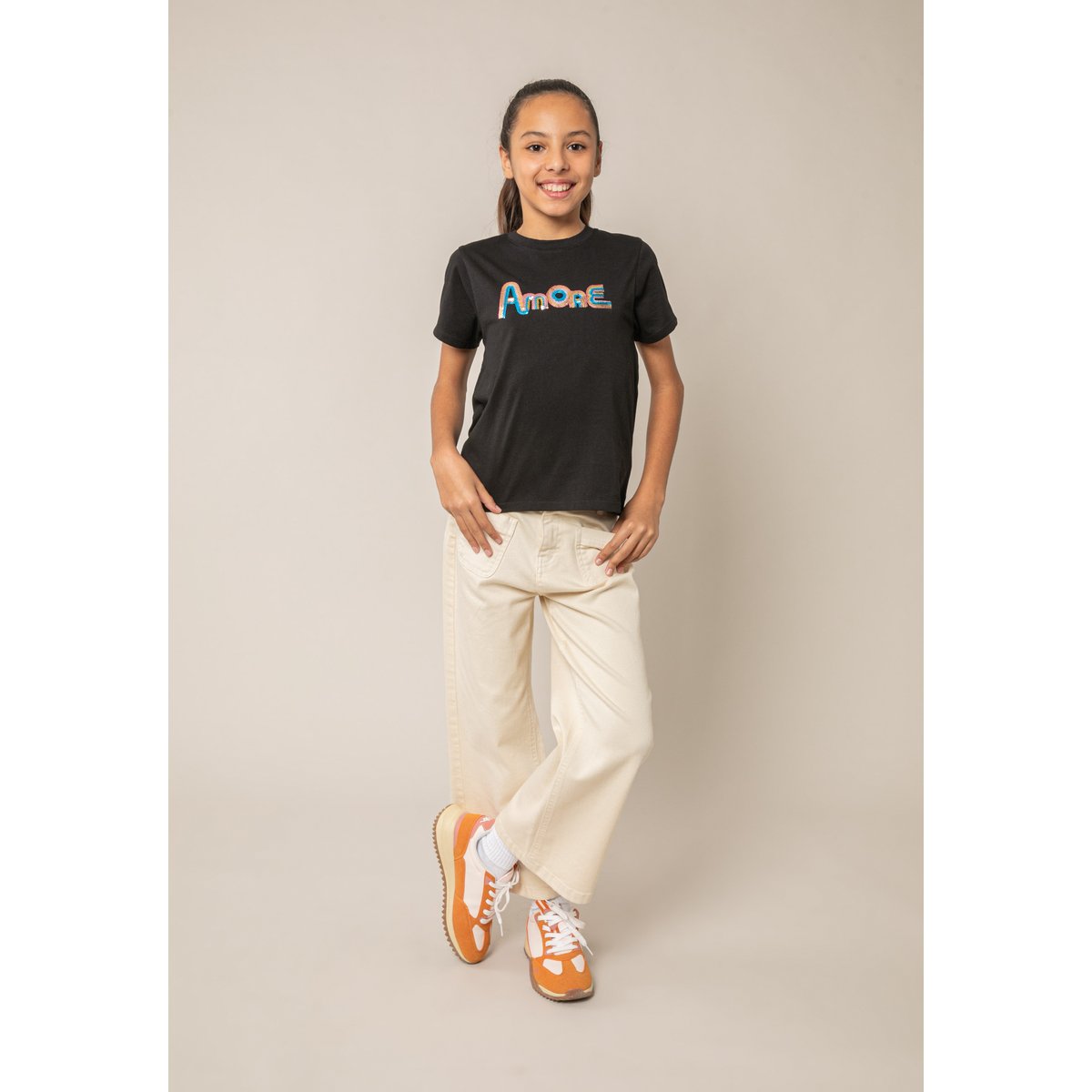 T-shirt fille en coton SPARKY noir, DEELUXE