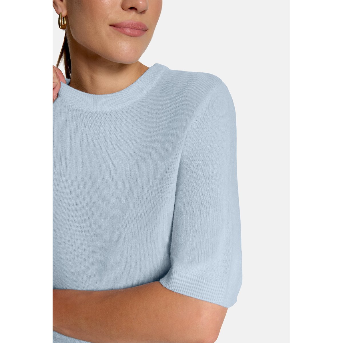 Pull-over en maille basique manches courtes blue fog, ZERO