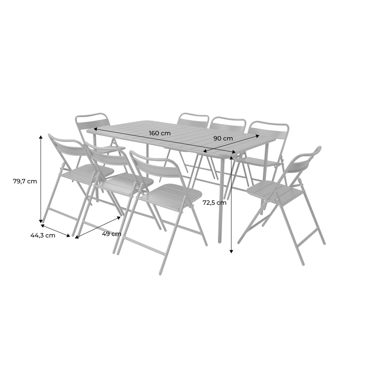 Table de jardin métal + 8 assises AMELIA vert, SWEEEK