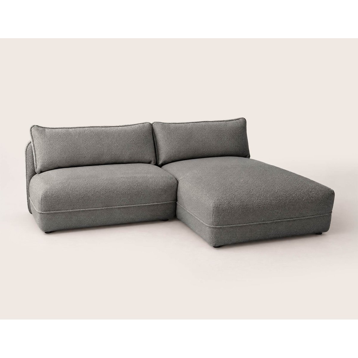 Canapé d'Angle droit en Tissu bouclette 4 places - LUCIEN gris, BEST MOBILIER