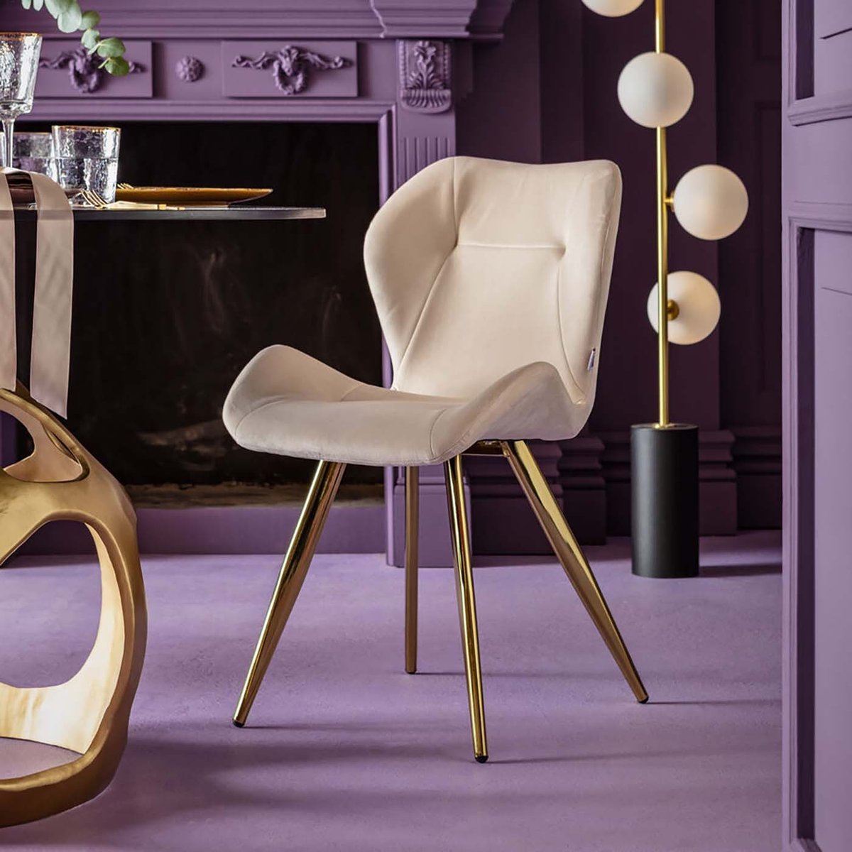 Chaise en velours, VIVA crème, KARE DESIGN