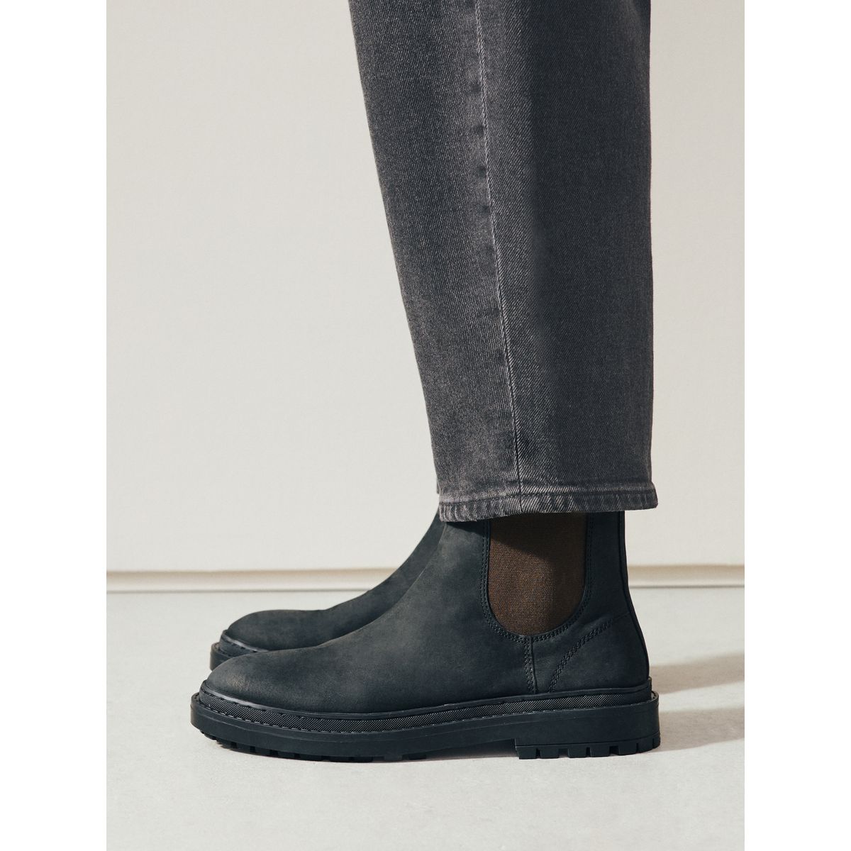 Bottines chelsea à bout rond forever comfort® cuir huilé noir, NEXT