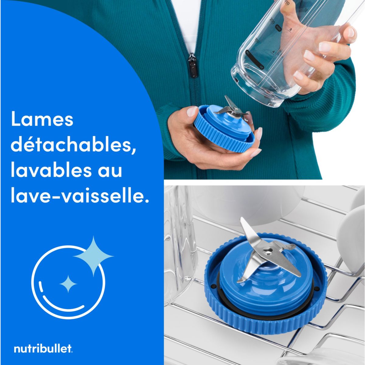 Blender portable Flex NBP013BL bleu couleur unique, NUTRIBULLET