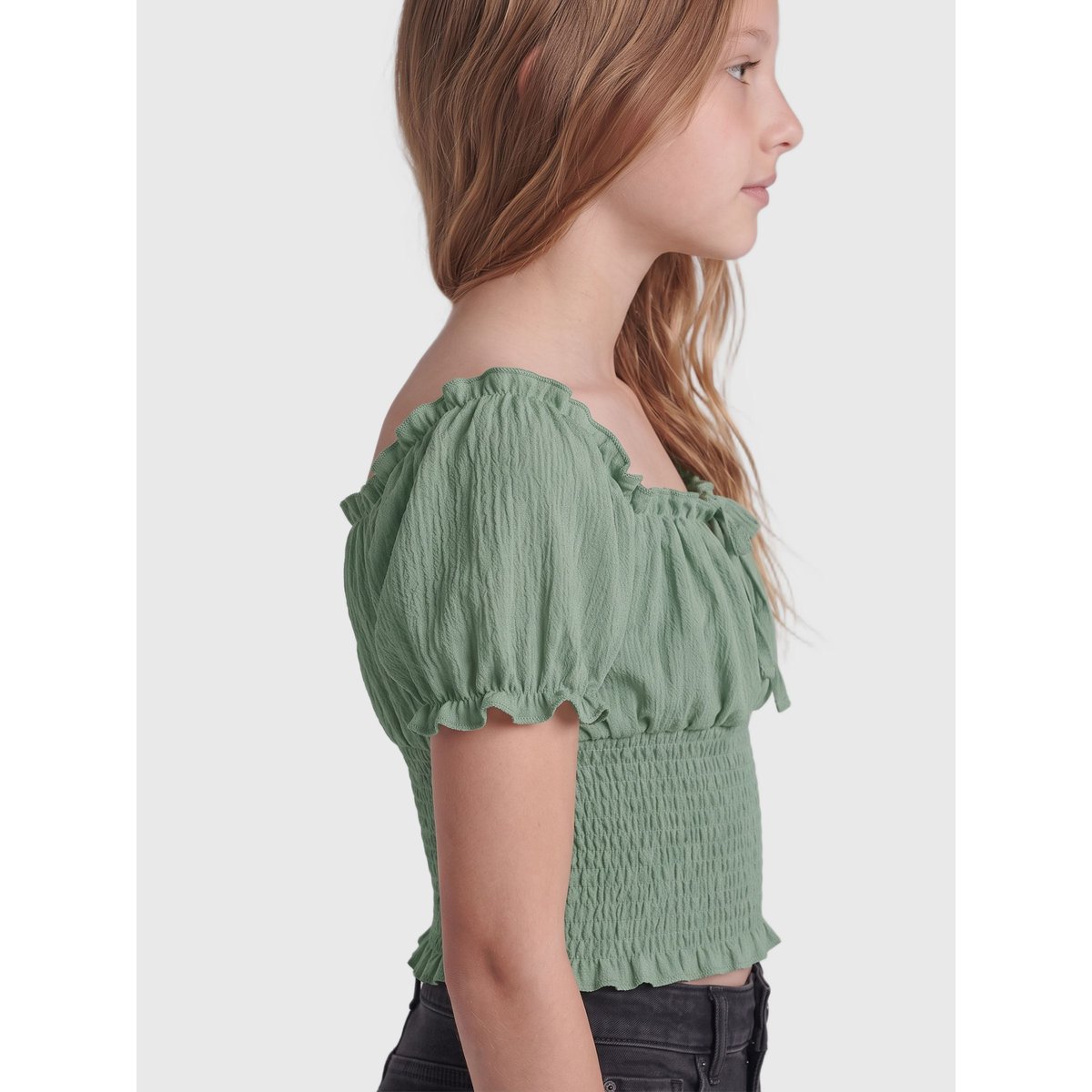 Top Smocké hedge green, KIDS ONLY