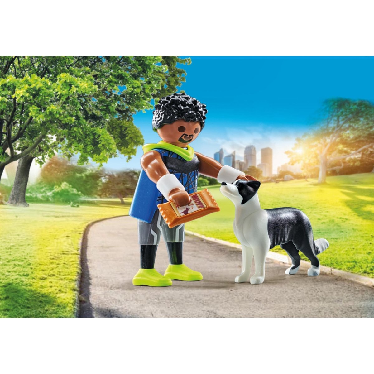 Homme sportif avec Border Collie et accessoires multicolore, PLAYMOBIL