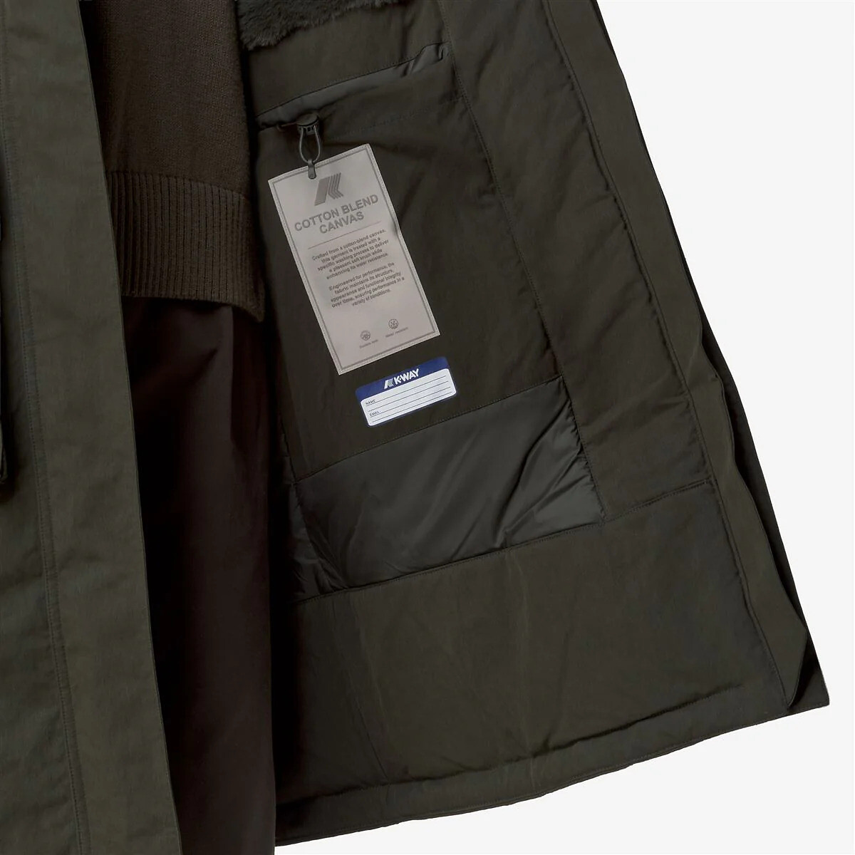 Brunil Cotton Feel Long Hooded Parka khaki, K-WAY