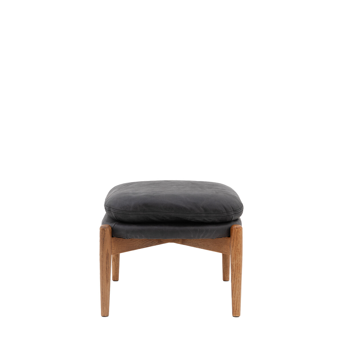 Fairfield Mid-Century Leather Footstool ebony black, ÉDITÉ