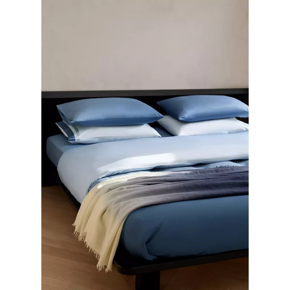 Housse de couette coton satin dégradé Lit 135/140 cm bleu, MANGO HOME