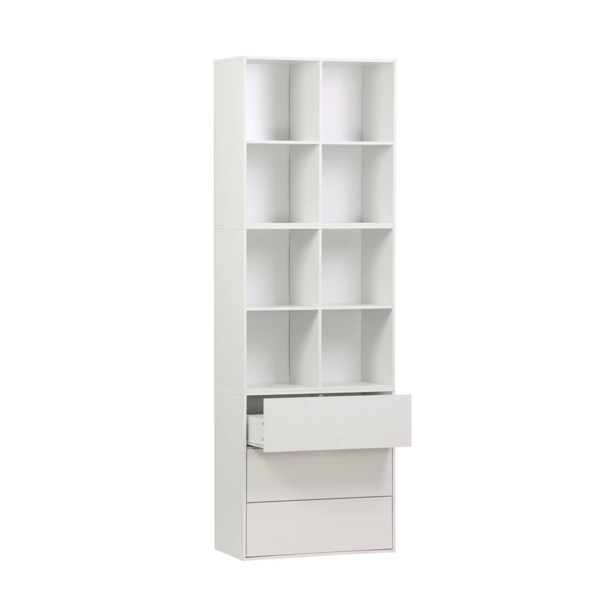 Etagère, bibliothèque modulable décor bois 3 éléments - 3 tiroirs 8 niches KOMPO chêne, SWEEEK