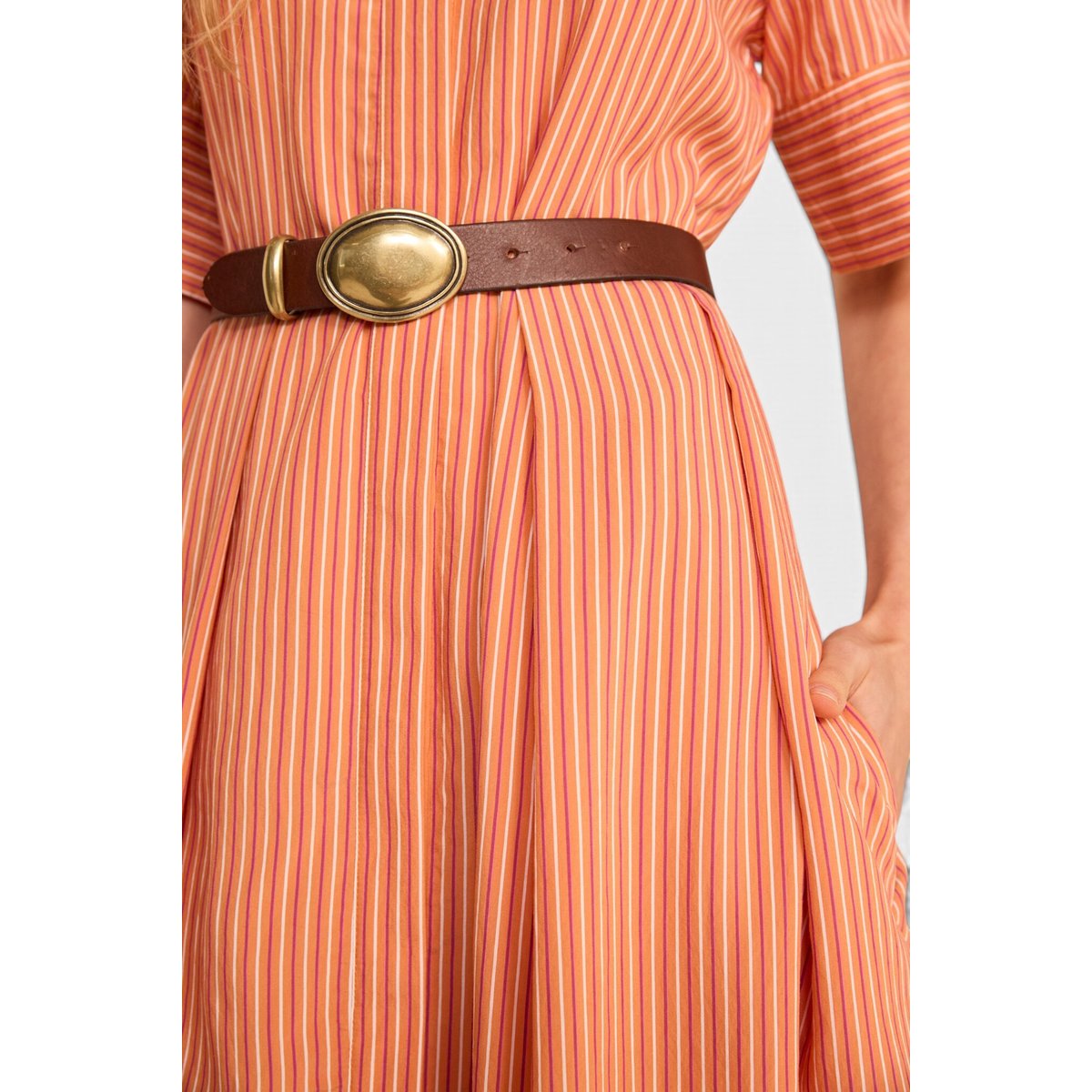 Robe droite à rayures PATRICIA ocre, Maison 123