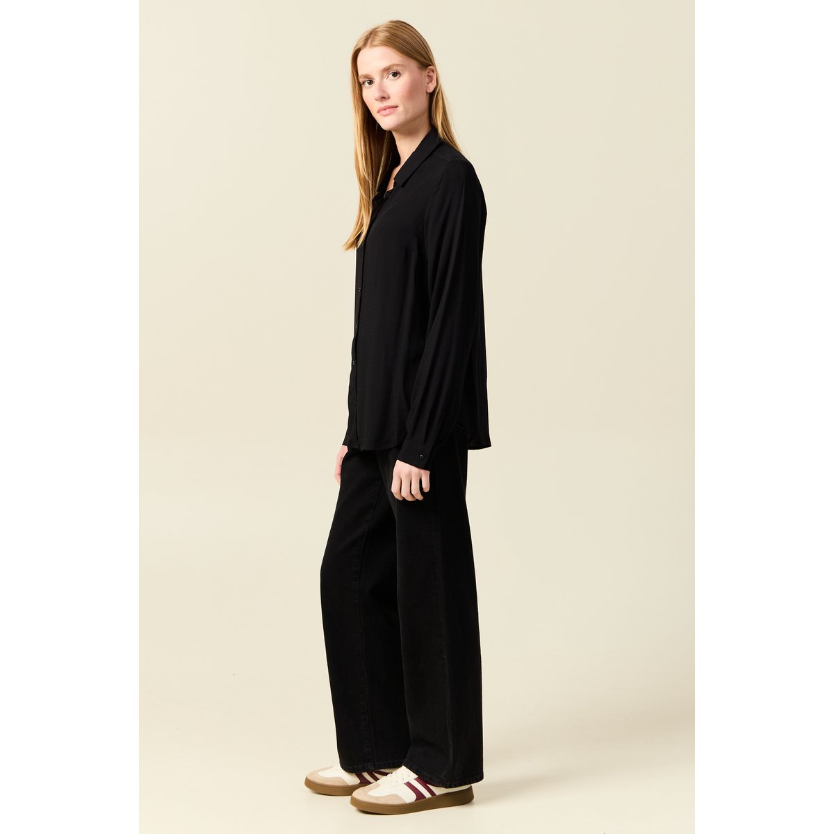 Chemise manches longues fluide noir, BONOBO