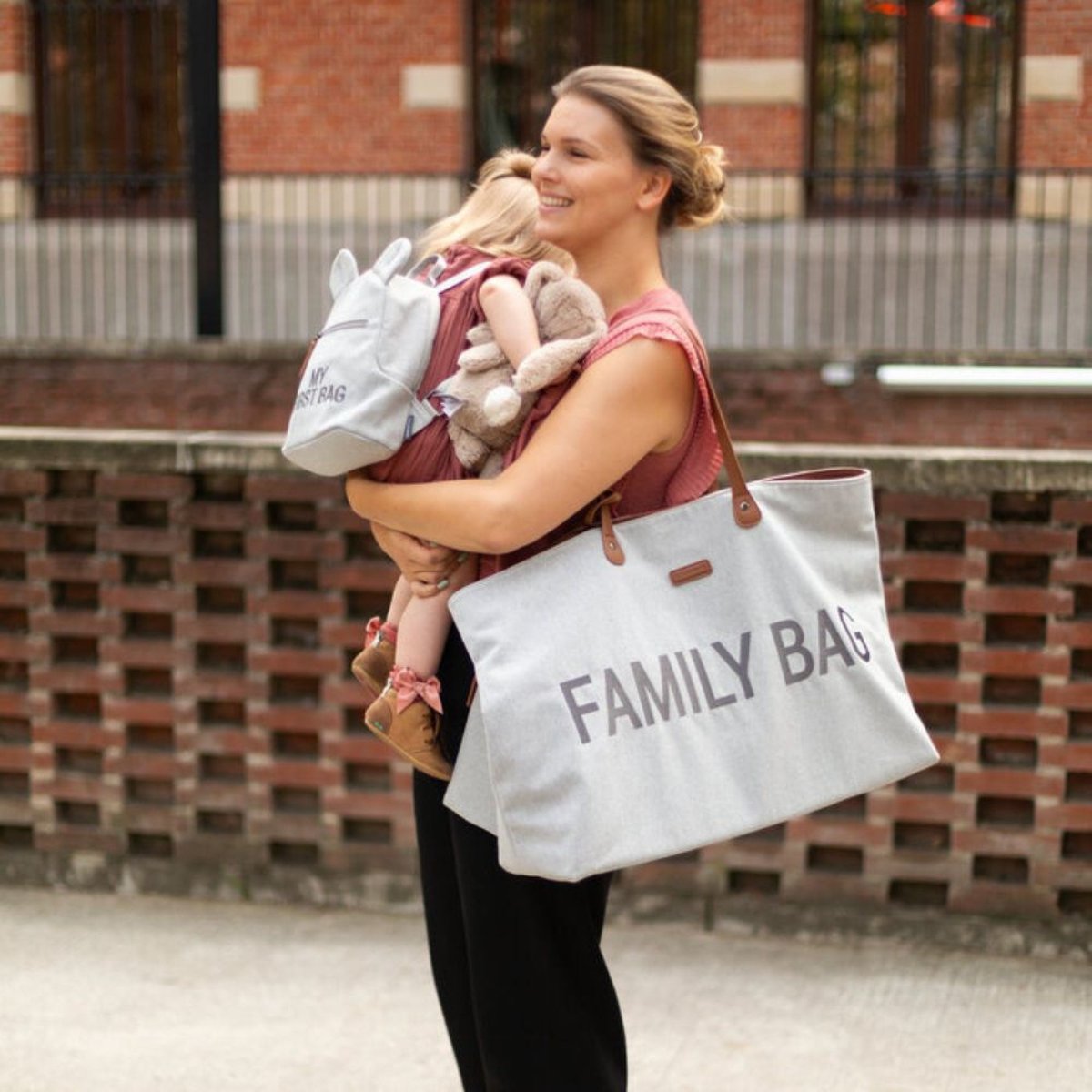 Sac à langer FAMILY BAG gris toile, CHILDHOME
