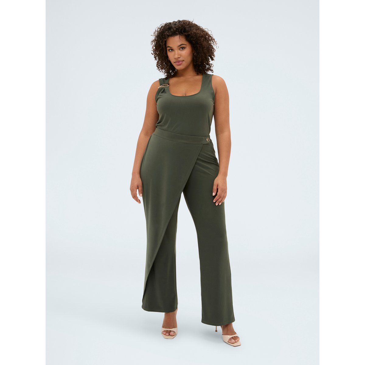 Pantalon avec fermeture portefeuille verde militare, FIORELLA RUBINO