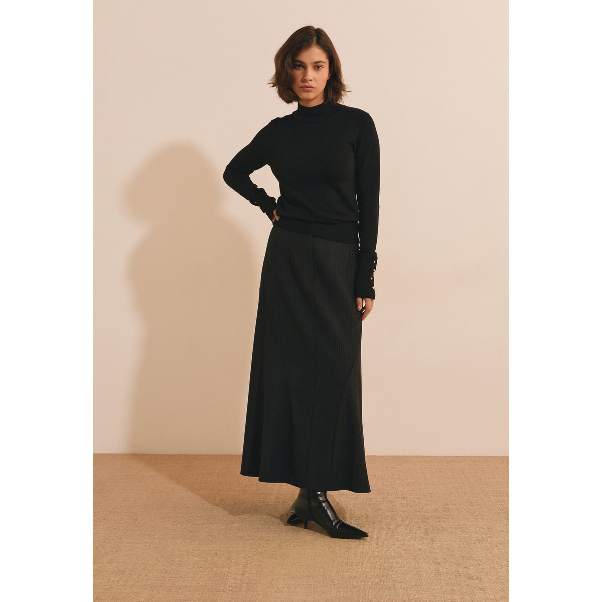 Pull en maille fine à manches mi-longues SAMI MONTANT noir, ETAM
