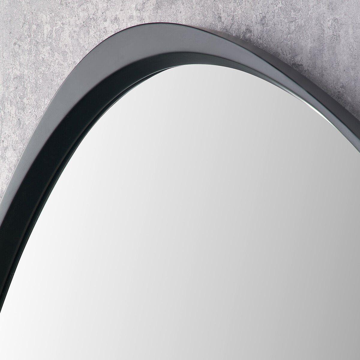 67x58cm Black Wood Veneer Curved Wall Mirror black, ÉDITÉ