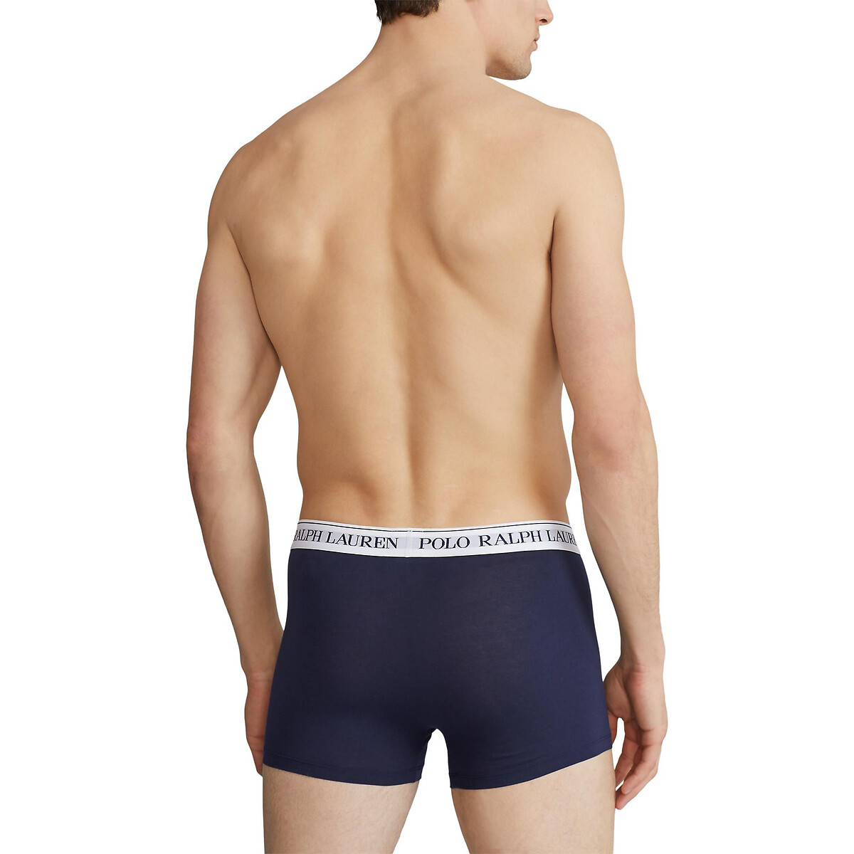 Set di 3 boxer classici in cotone elasticizzato blu marino + bianco + blu marino stampato, POLO RALPH LAUREN