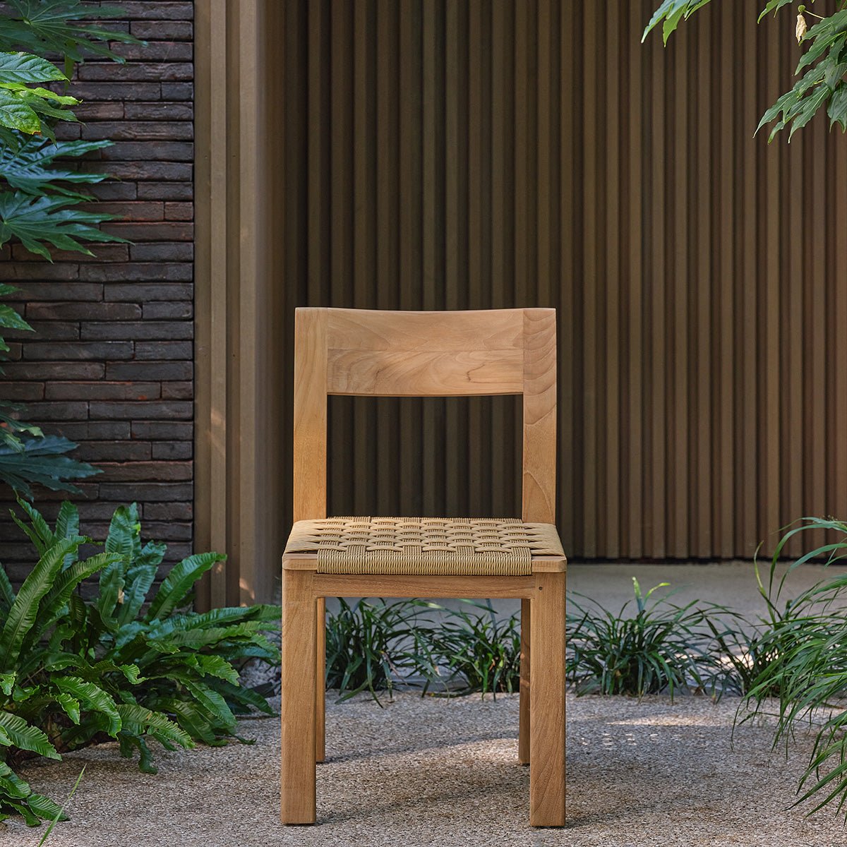 Chaise de jardin en teck et rotin PIANA naturel, BERAH GETAH