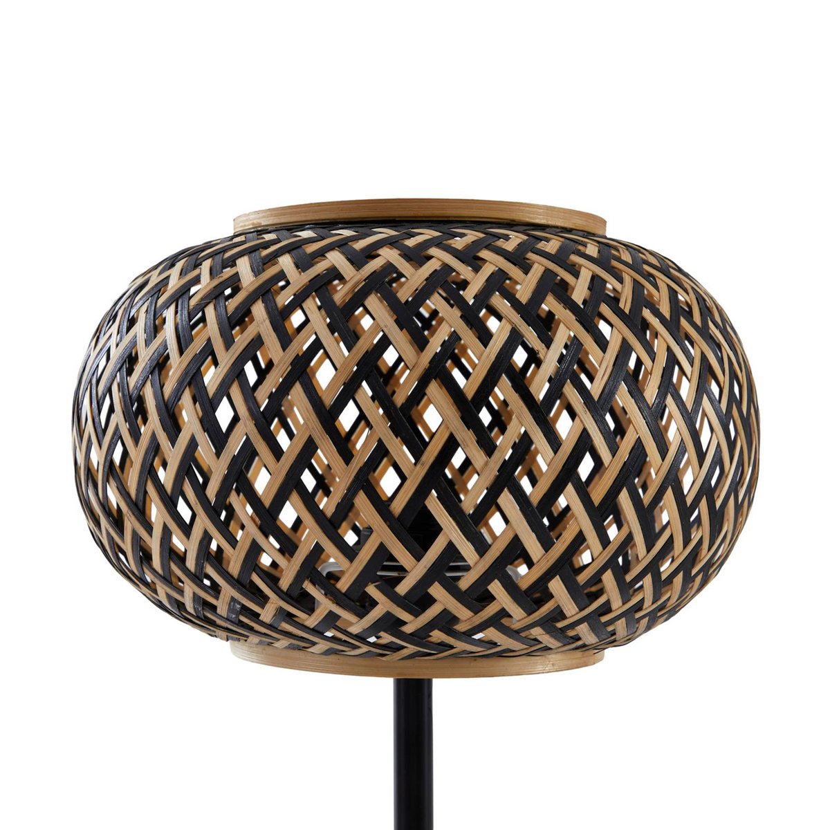 Lampe à poser en bois traditionnelle, Nerys noir, bois foncé, LINDBY