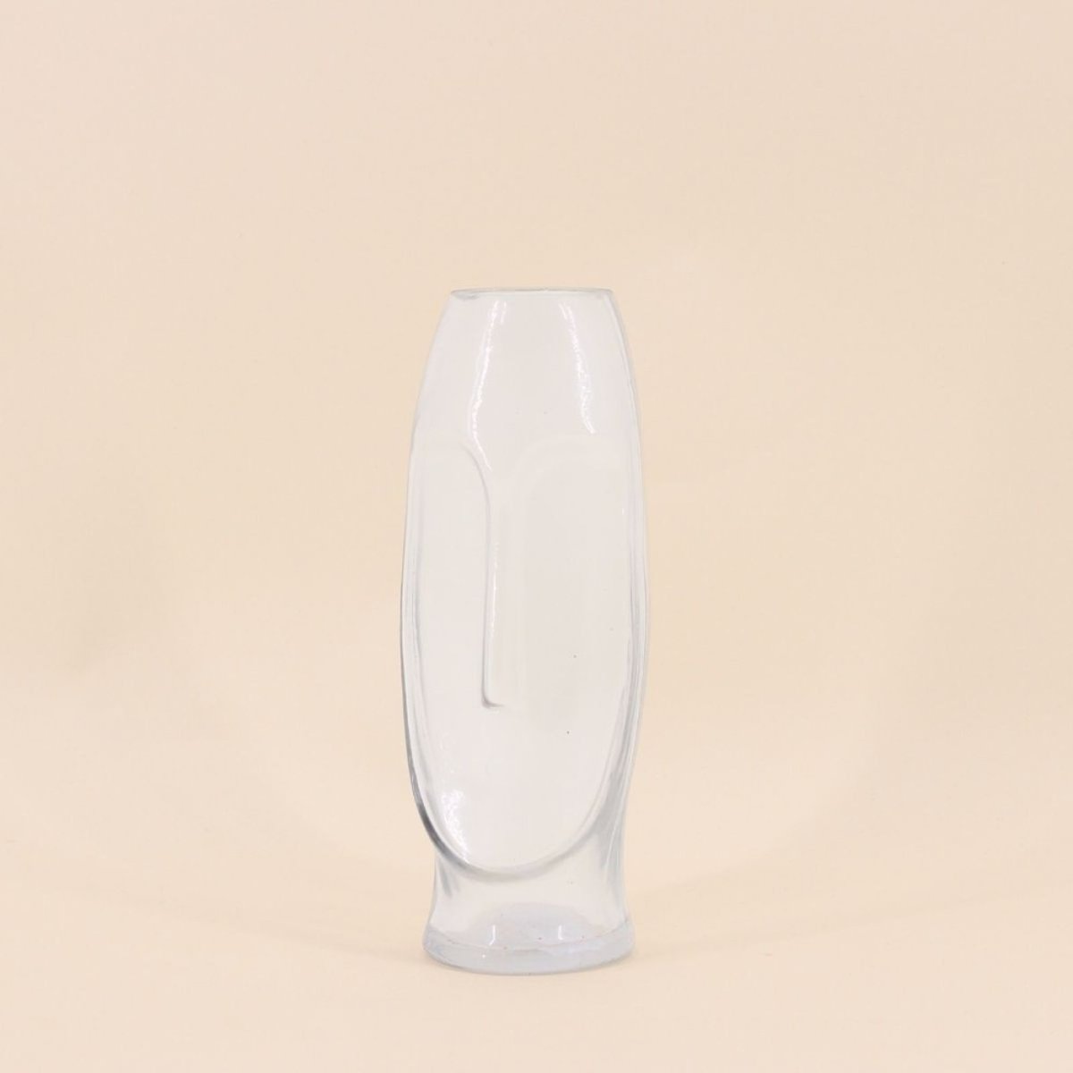 Vase forme visage en verre, H24cm transparant, ORNAMI